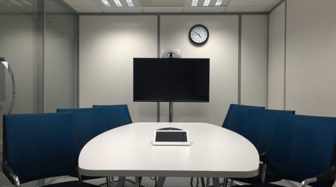An Empty Conference Room To Represent The Teleconference.